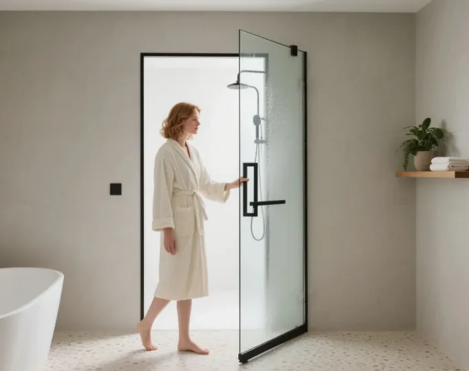 Hinged or pivot shower door with classic spa-like design