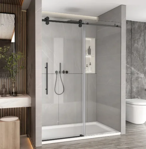 Sleek frameless shower door installation in a modern bathroom