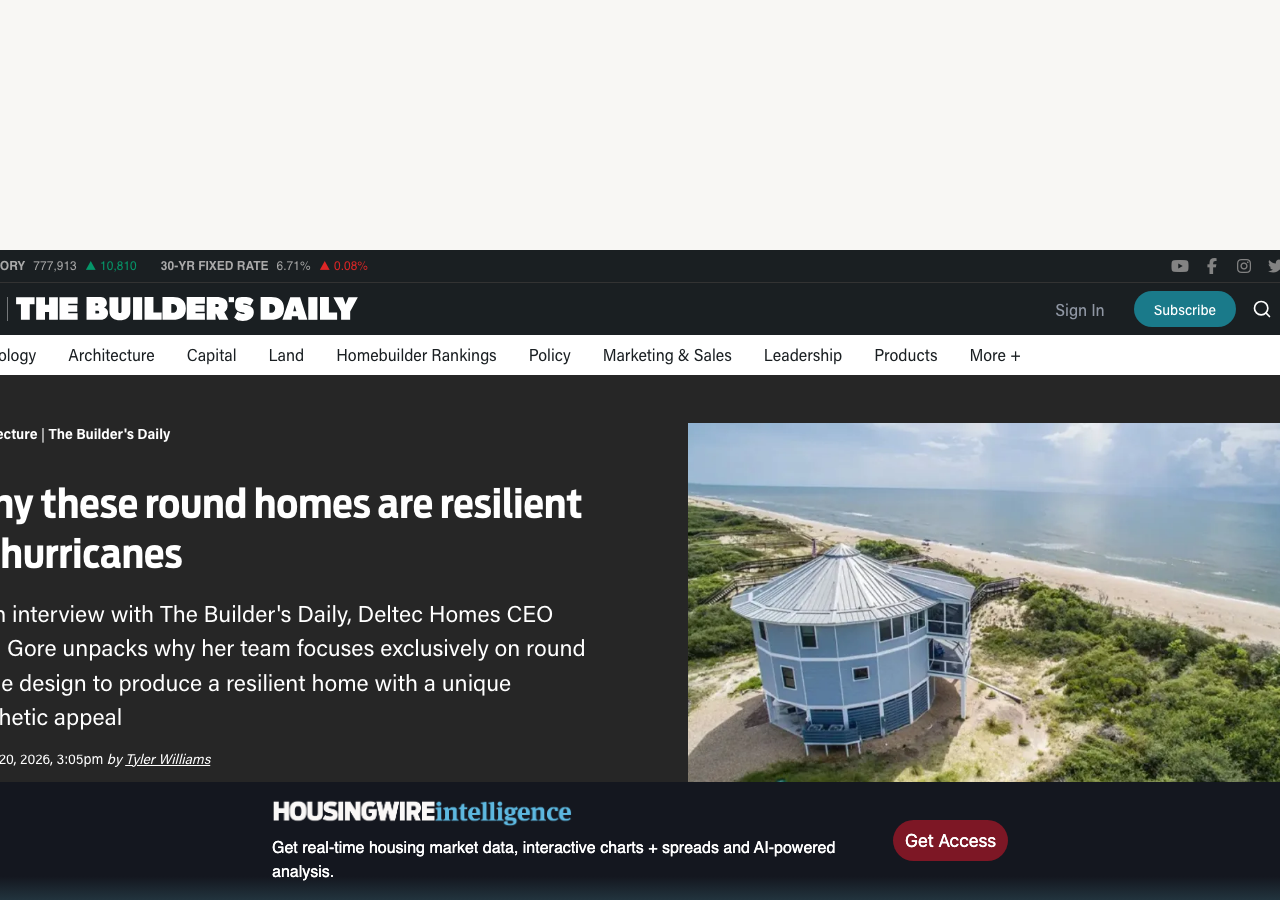 HousingWire article on round hurricane-resistant homes