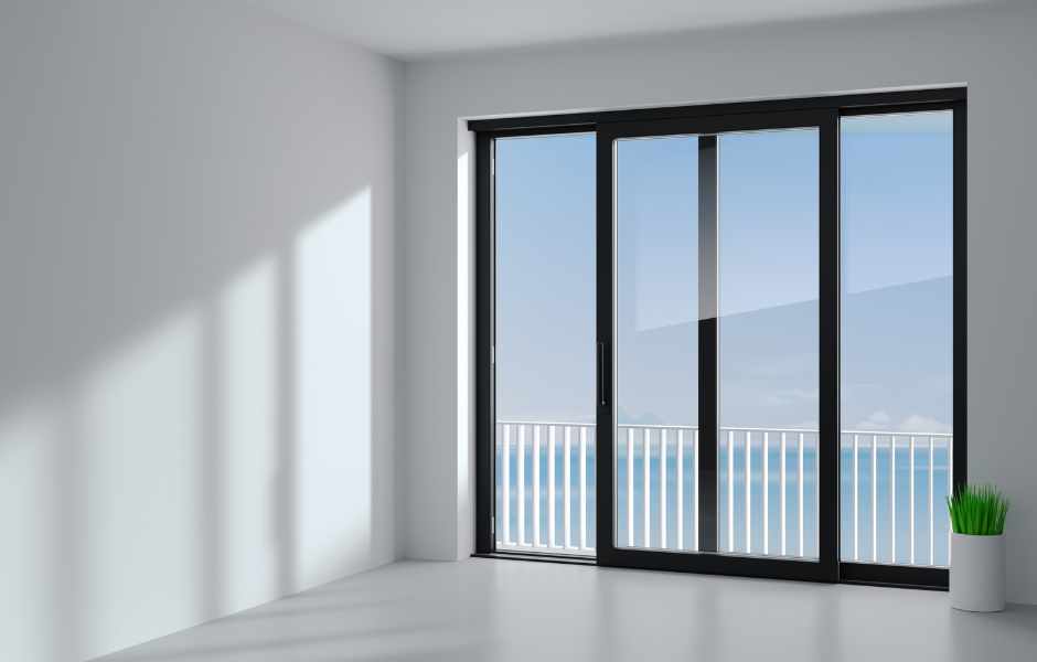 Technician measuring sliding door frame with ruler and tools — step-by-step roller replacement