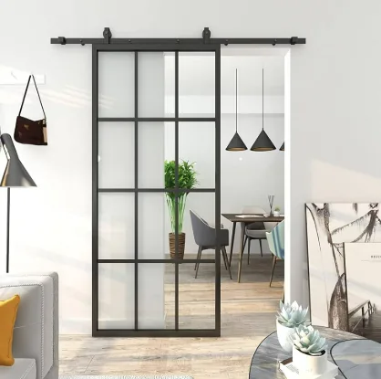 Jubest 4-Panel Modern French Glass Barn Door